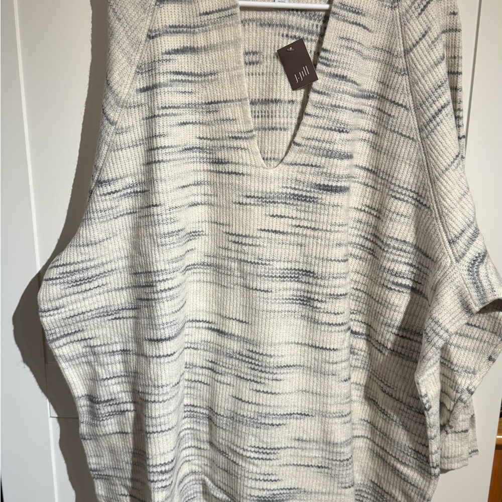 J. Jill Cream and Gray Striped Hoodie